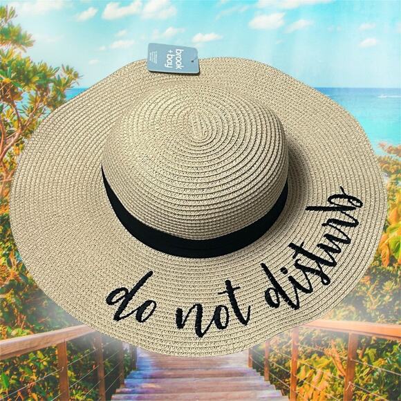 Brook + Bay “Do Not Disturb” Floppy Sun Hat | Wide Brim | Straw Beach Hat - Picture 7 of 16